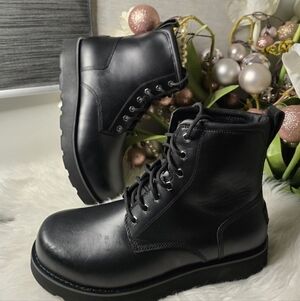 UGG CASON WATERPROOF BLACK LEATHER/ WOOL WINTER BOOTS, MEN  shoesSzie9.5